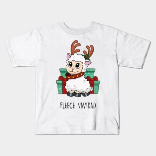 Fleece Navidad | Cute Christmas Pun Tshirt | Sheep Joke Kids T-Shirt